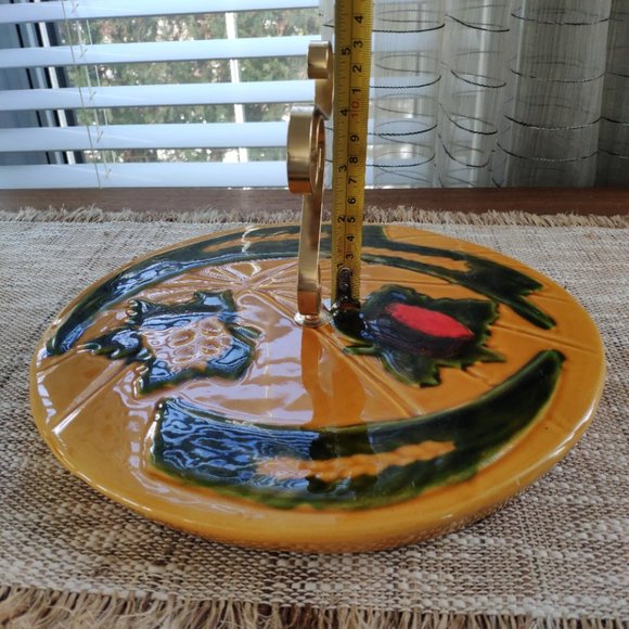 Vallauris Plate Platter with Scroll Handle, VTG Made in France MCM Ceramic 11" - Picture 10 of 13
